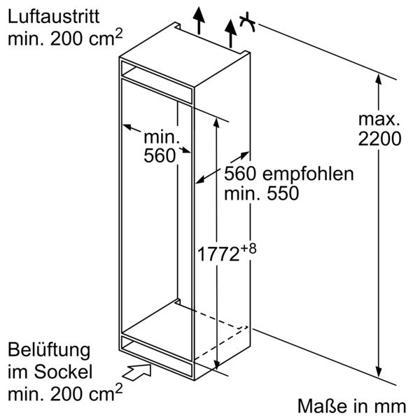 Constructa Kühl/Kombination, 178 cm, CK786NSF0, Schlepptür